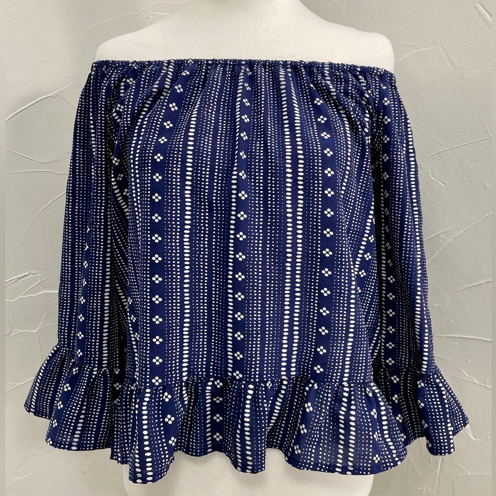 Sanctuary Bell Sleeves Blouse Navy​ - Picture 2 of 8